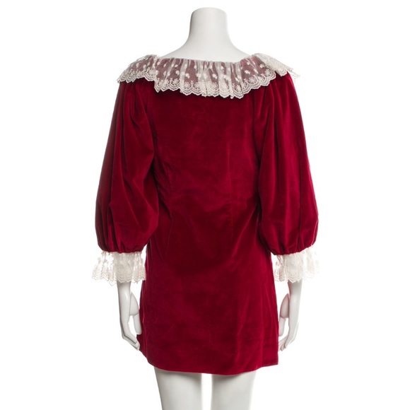 NWT Doen Heirloom Franique Rosso Red Velvet Silk Cotton Dress Size Small - Picture 3 of 3